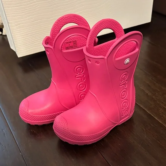 CROCS Kids Fuchsia Rain Boots - Picture 1 of 5